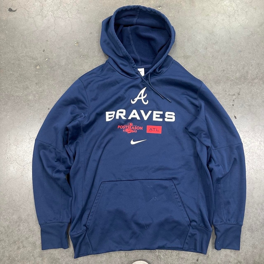 *SOLD* Nike Atlanta Braves navy blue Post-Season Pullover Hoodie Size Large